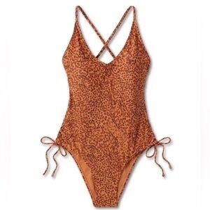 NWOT Shade & Shore Cheetah one piece swimsuit  size large vacation tropical